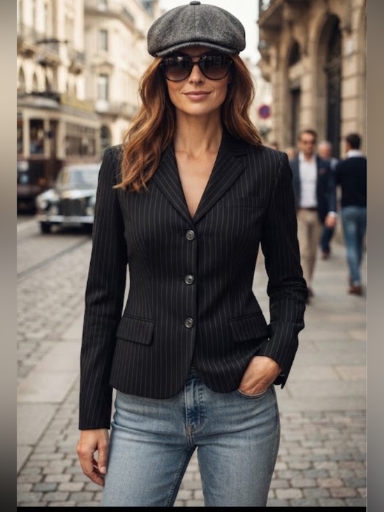 Ralph Lauren Chaps Jackets & Blazers - Ralph Lauren Chaps Black Pinstripe Blazer Tailored Jacket Size 8